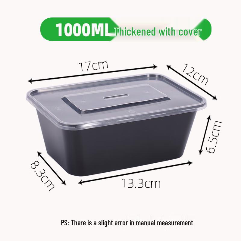 Shixun Square Black Plastic Meal Boxes 1000ml
