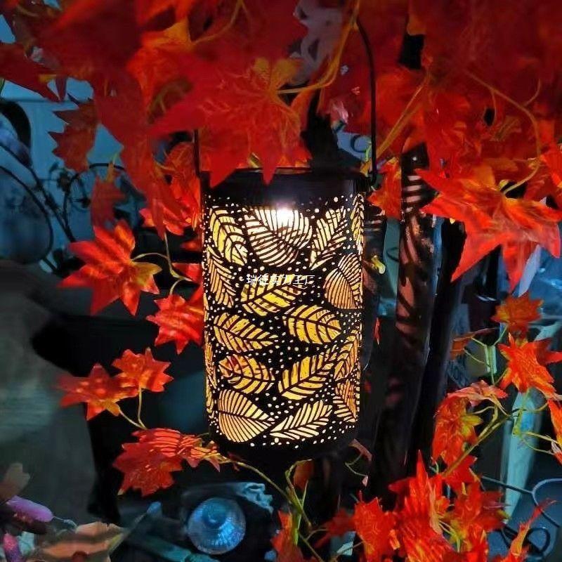 Lanterna Solar de Ferro Forjado para Exterior: Projetor de Sombras à Prova d'Água e Decoração de Luz de Jardim