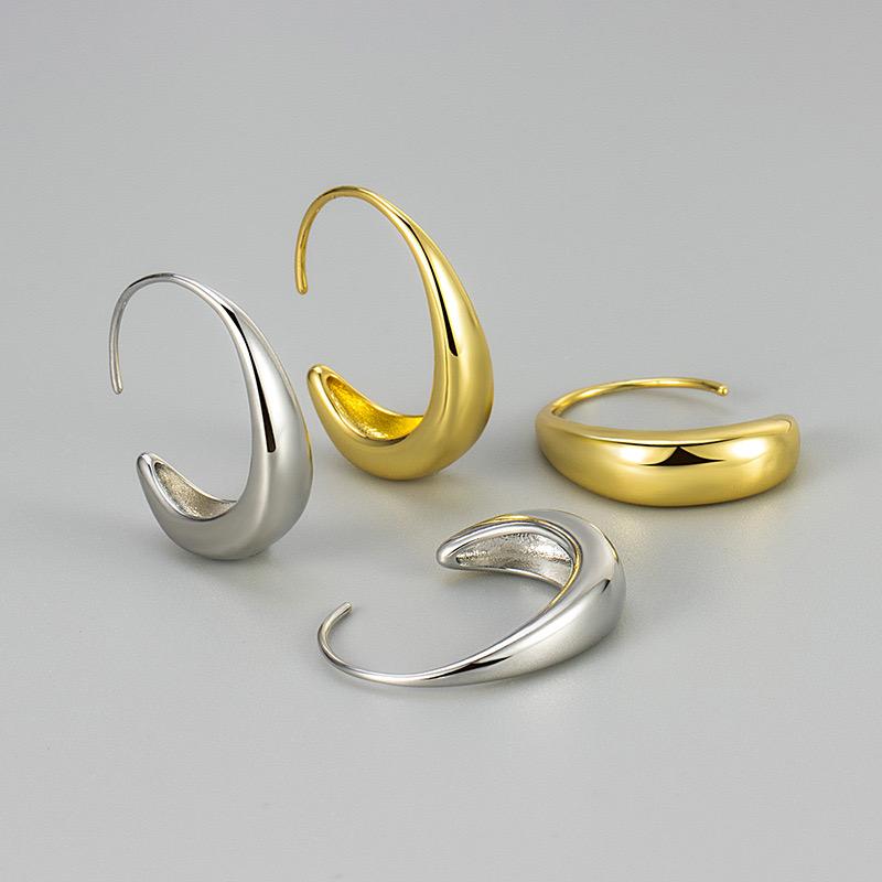 925 Sterling Silver Earrings For Women Trendy Gold Color Geometric Earring Jewelry Prevent Allergy Party Accessories Gift