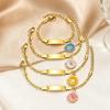 Engravable, Dripping Flower Stainless Steel Blank Curved Plate Three To One Nk Chain Children'S Bracelet, Jewelry 798