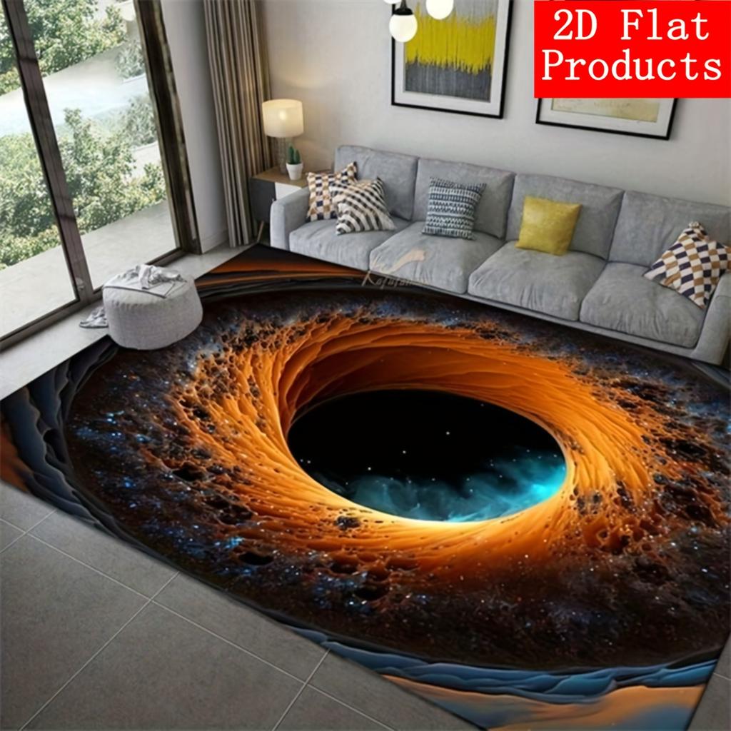 Galaxy Print Area Mat, Machine Washable Non Slip, Versatile Living Room Bedroom Decor, Cosmic Home Office Mat, Stylish Floor Rug