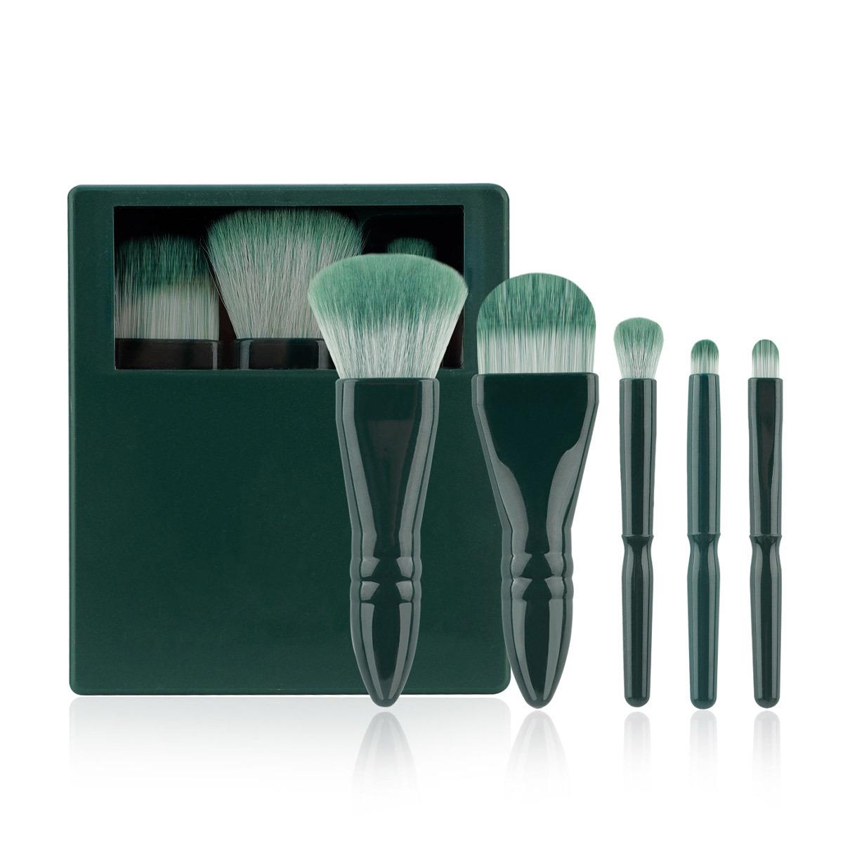 New 5 window mirror case portable travel makeup brush set with mirror soft loose powder brush eyeshadow brush