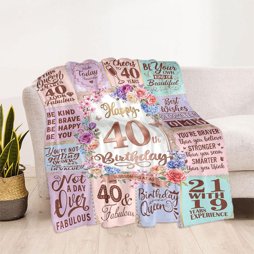 40th Birthday Celebration Quotes Blanket Warmthful Decor Great for Picnics Bed Office All-Season Use Warmthful Decor