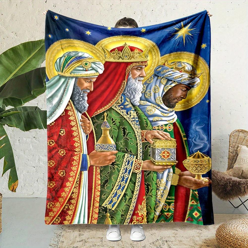??Nativity Three Kings Blanket - Reversible Biblical Flannel for Faithful Comfort, Christmas Worship Gifts & Sacred Decor? 75X95CM