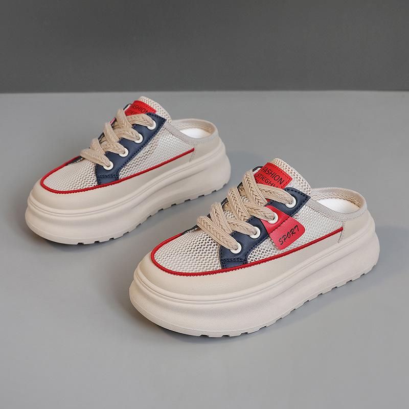New Semi-torque Women's Shoes Summer Casual Mesh Breathable Slippers Slim Thin-soled Shoes Versatile