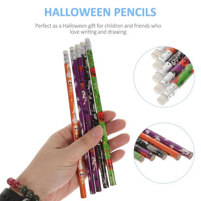 Set asortiment creioane Halloween cu gumă de șters Creioane creative din tei Creioane papetărie cu tematică Halloween Mici cadouri pentru petreceri Cadouri pentru copii