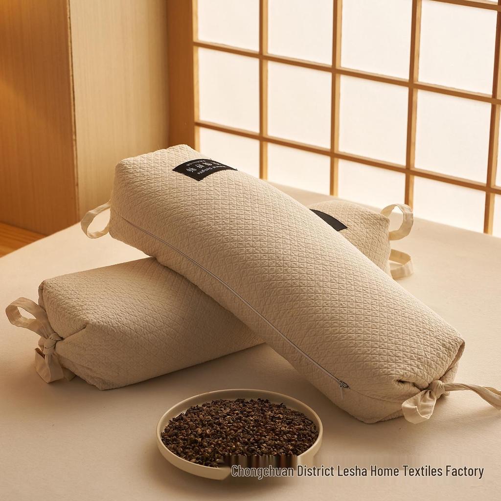 Summer Cool Cotton Linen Buckwheat Cervical Pillow for Neck & Waist Support