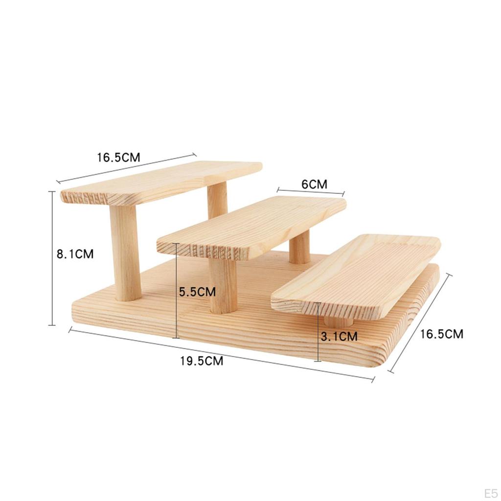 Display Riser Storage Organizer Cupcakes Holder Showcase Fixtures Wood Shelf Shelves for