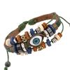 European & American Beaded Eye Cowhide Bracelet - Adjustable Genuine Leather Jewelry for Men & Women.