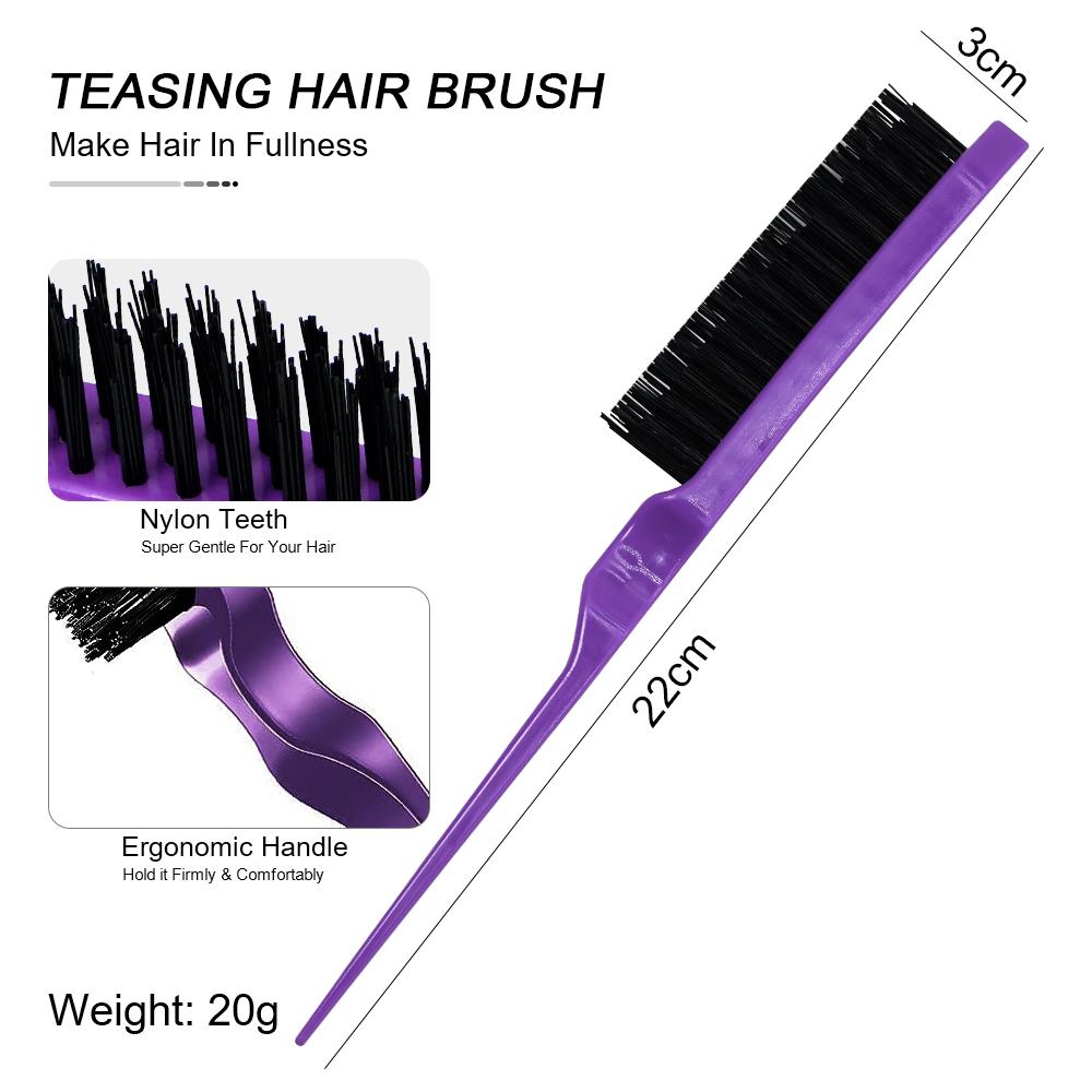 3Pcs Salon Segmented Steel Needle Tip Tail Comb Double-ended Eyebrow Brush Comb Set Pro Barbershop Hairdressing Styling Tools