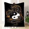 "Yin Yang Dragon Tattoo Design - Spiritual Balance Symbol Artwork"Blanket Flannel Throw Blanket for Sofa, Bed, Travel, Camping, Office, Couc