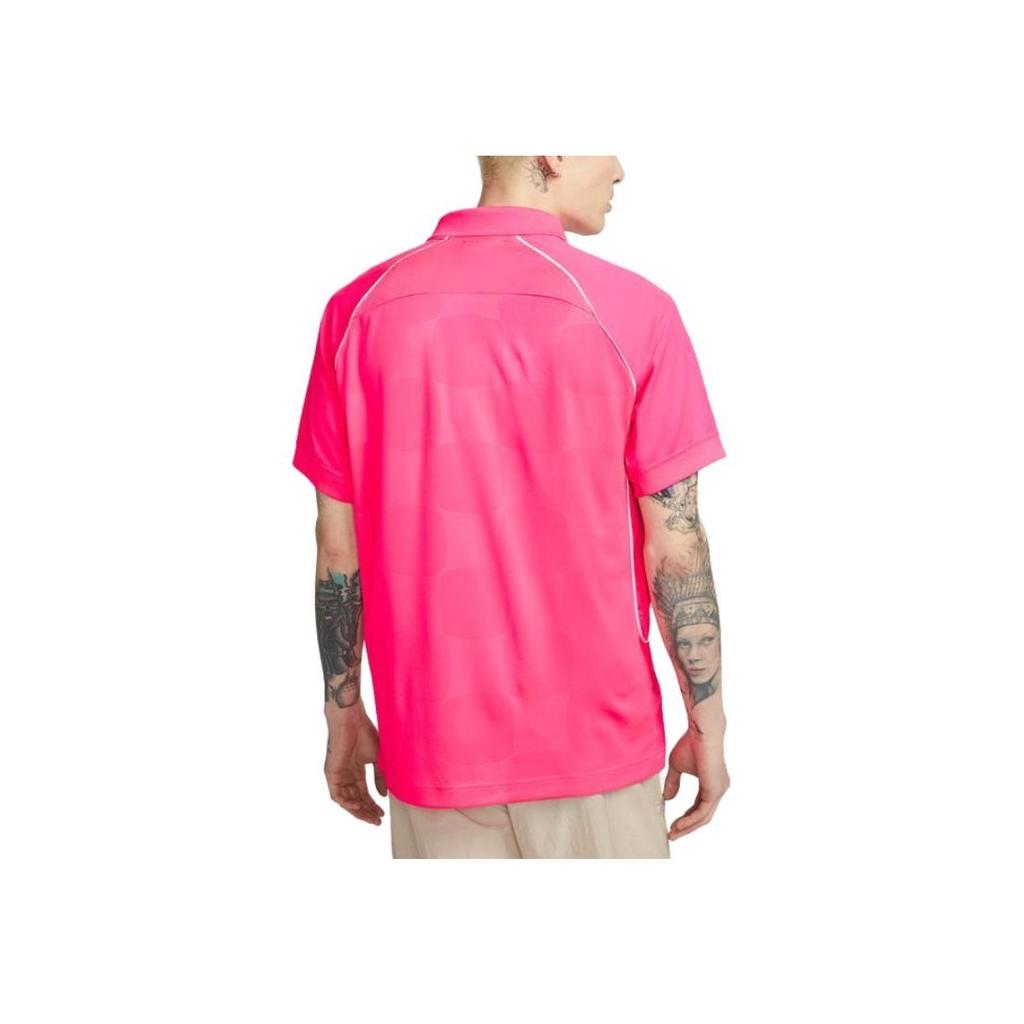 Nike Letter Print Polo Quick-Dry Loose Short Sleeve Soccer Shirt Men Tops Hot-Pink DQ5046-639