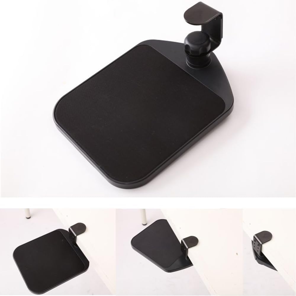 FUGEST Armrest Mouse Table Wrist Rest Clamp Type Rotation Hard Plastic Under Table Armrest Computer Desk 360°