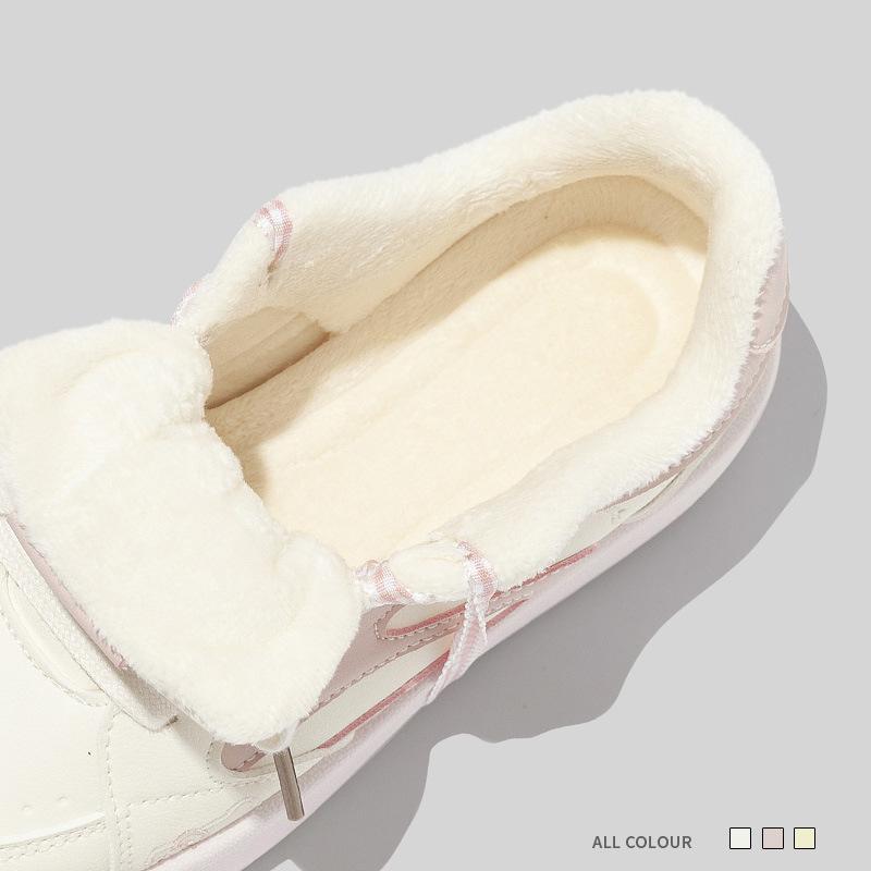 Fleece-lined Warm Sneakers Stylish Versatile Casual Thick-soled Double-cotton Shoes