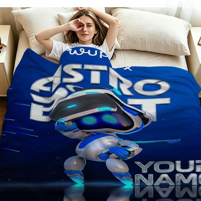 1PC ASTRO BOT Custom Name Patterned Flannel Blanket Suitable For All Seasons for Home Decor Warmth and Comfort Gifts Holiday Present