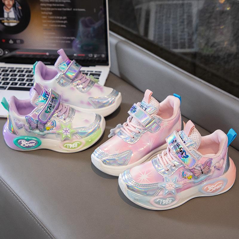 Girls Sneakers Princess Style Non-slip Kids Running Shoes Thick Soft Sole 2025 Brand New Children Sport Shoes Colorful Butterfly