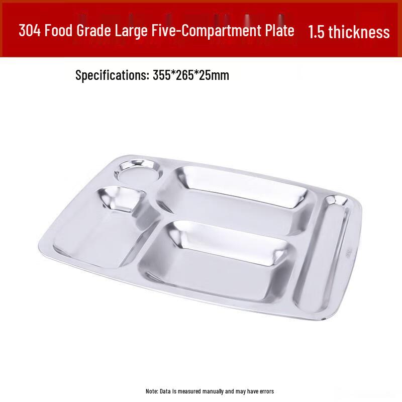 Stainless Steel 5-Compartment Meal Tray