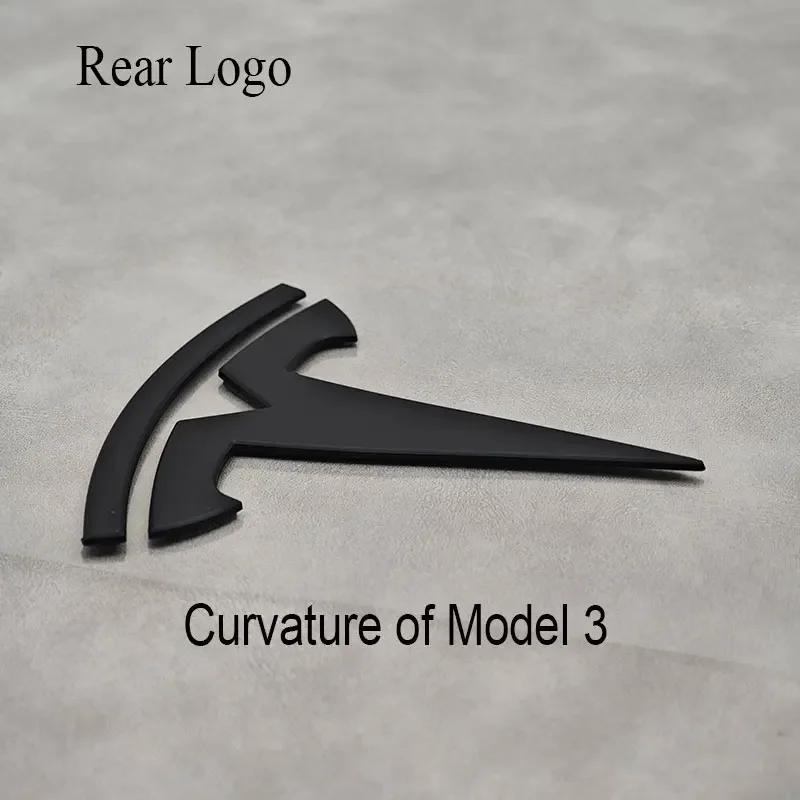 Car Sticker Tesla 2Pcs 3D ABS Black Chrome Red Carbon Car Front Hood Emblem Rear Trunk Badge Sticker For Tesla 3 Y Decals Access