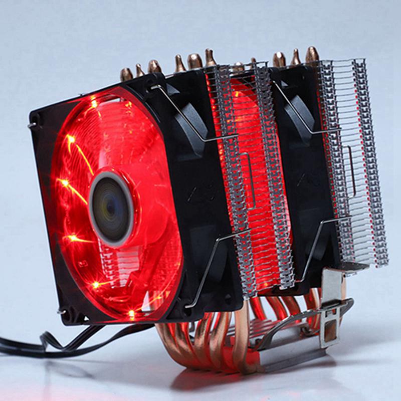 Buy Lanshuo 6 Heat Pipe 3 Wire With Light Double Fan Cpu Fan Radiator