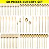 60pcs Stainless Steel - Luxe Golden Cutlery Set, Mirror Polished, Dishwasher Safe, Includes Knives, Forks & Spoons In Gift Box,