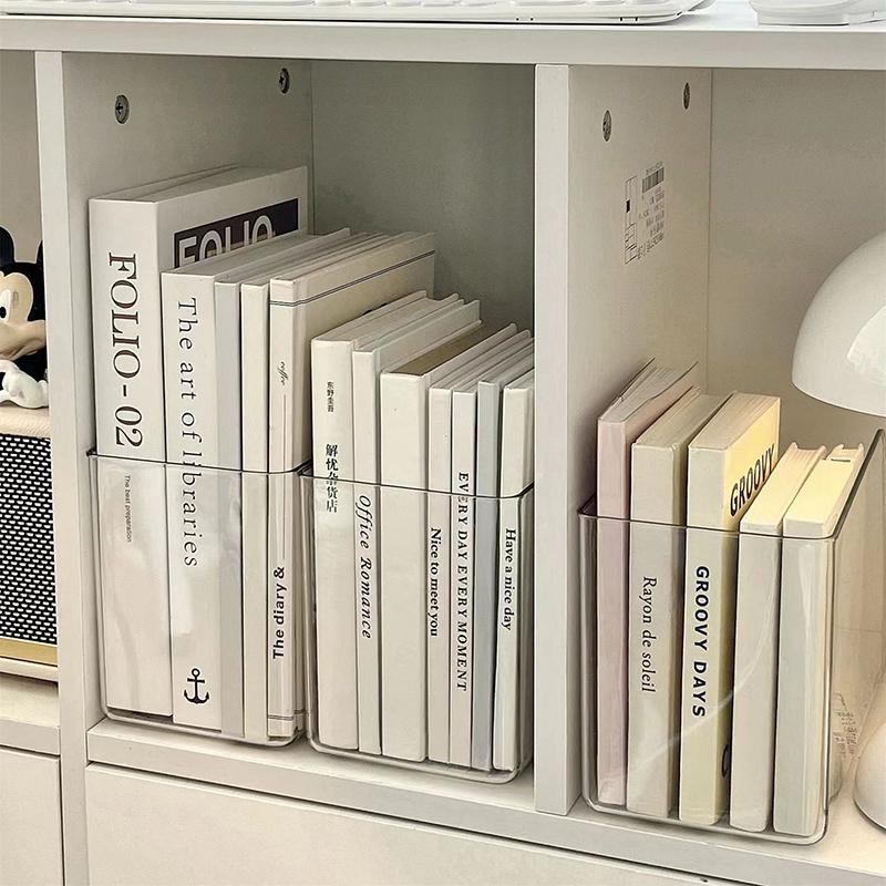 Portable Acrylic Book Stand U-Shaped Transparent Desk Storage Rack Free Combination Book Folder Home Office Bookshelf Organizer