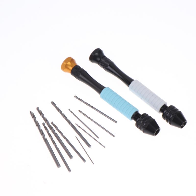 Mini Micro Aluminum Hand Drill With Keyless Chuck Hss Steel Twist Drill Bit Woodworking Drilling Rotary Tools Hand Drill Manual
