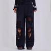 European And American Personalized Street Casual Pants High Street Hip Hop Ripped Design Wide Leg Pants Loose Sweatpants