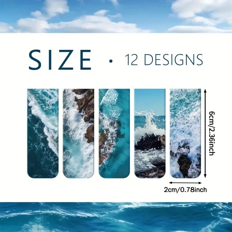 12piece/set Beauty Ocean Series Bookmark for Book Creative Design Magnetic Sea Landscape Bookmark Cute Student/teacher Gift