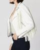 WHITE New Women's SheepSkin Leather Jacket Western Style Handmade Fringe Jacket