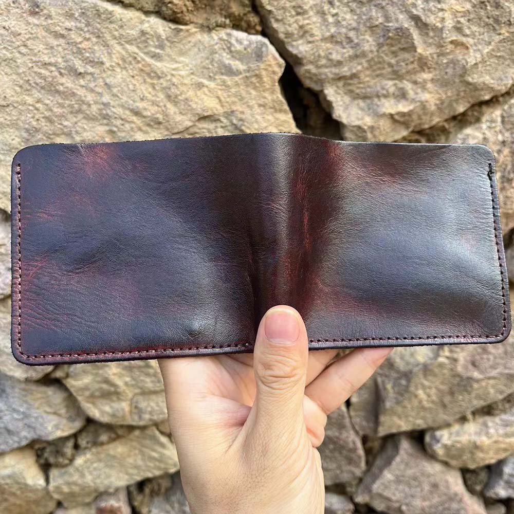 Vintage Handmade Leather Wallet for Men Bifold Minimalist Genuine Leather Men Wallet