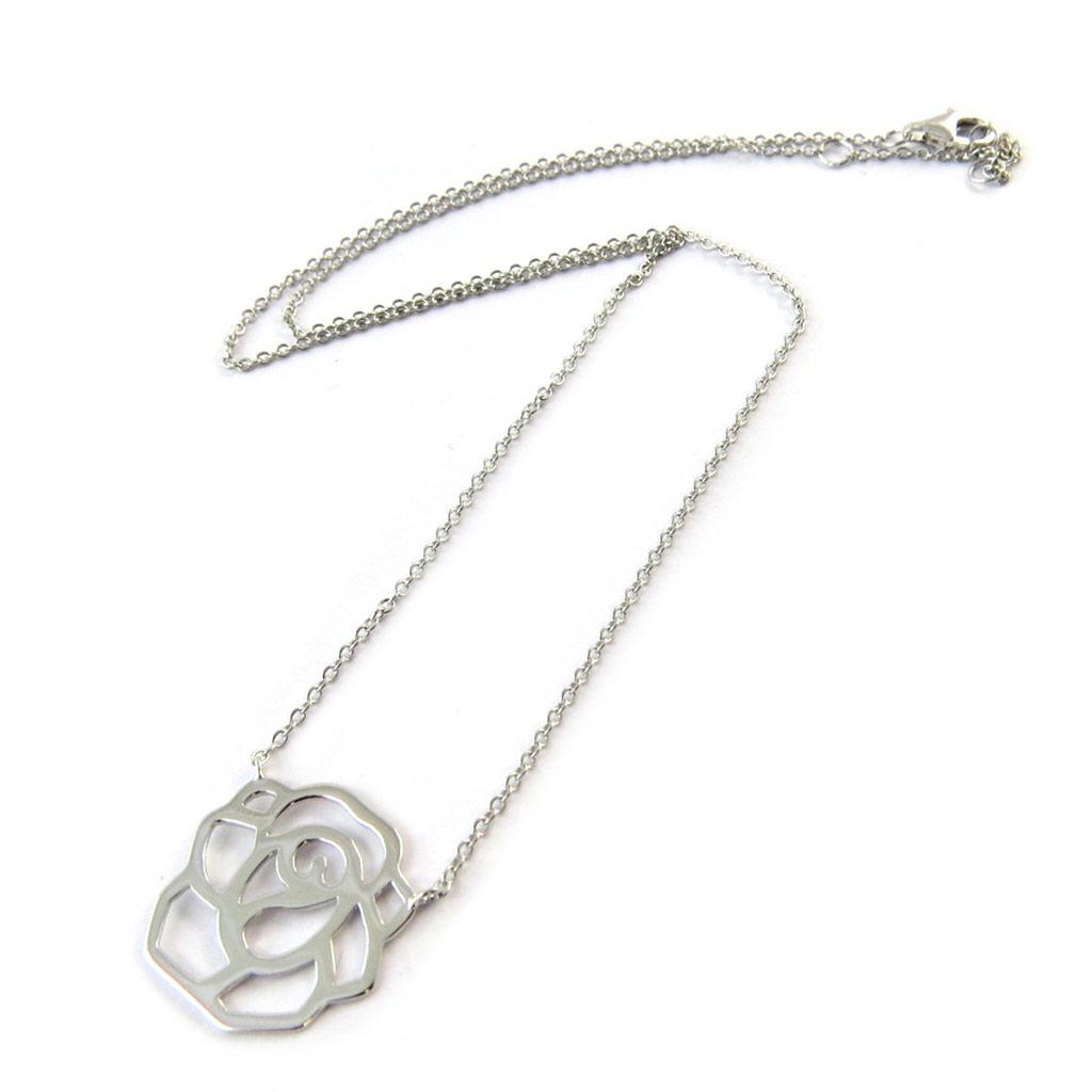 Les Trésors De Lily [N5394] - Silver Necklace 'Rosa Romantica' Silver (rhodium-plated) - 20 Mm