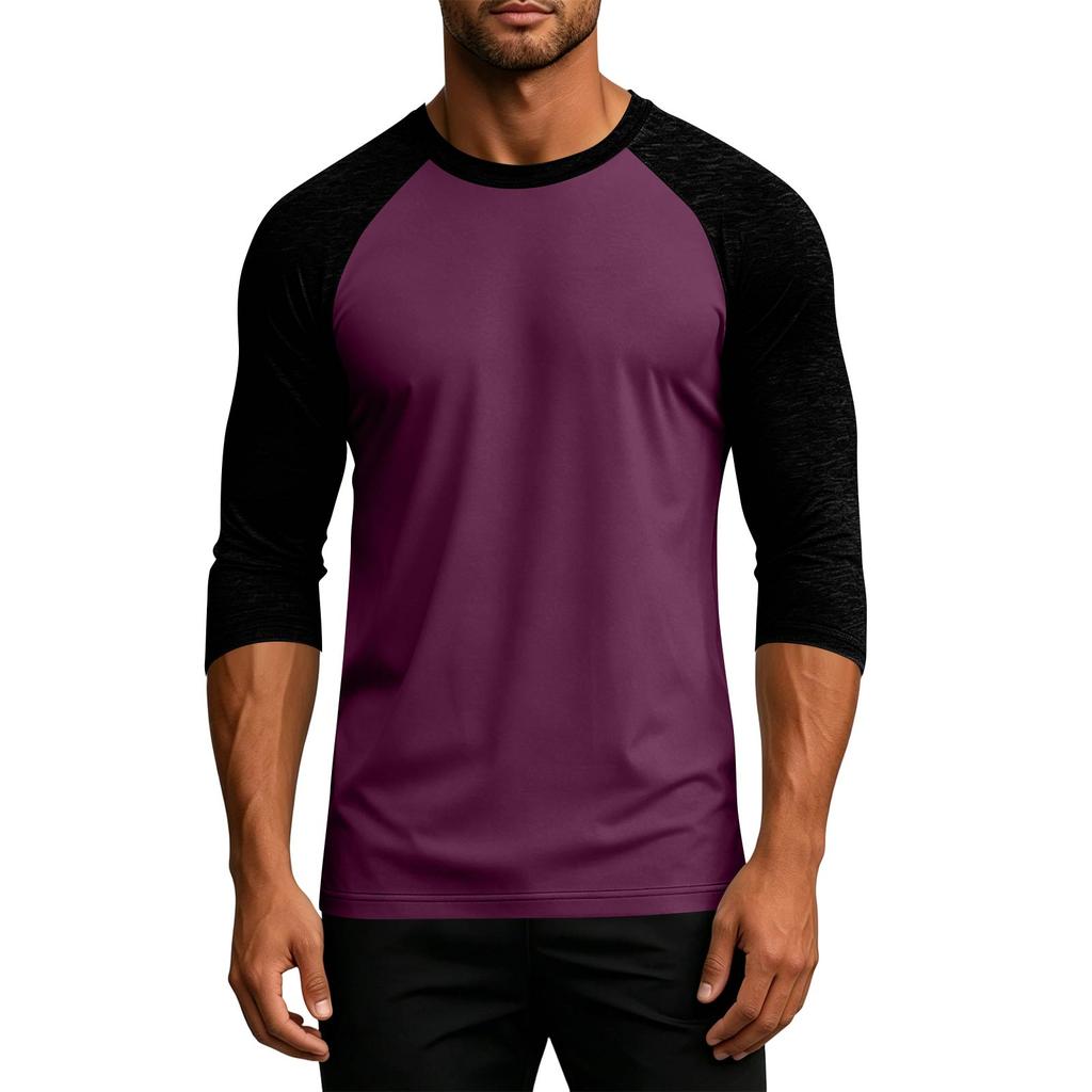 Men's Raglan Sleeve Baseball Shirt Three Quarter Sleeve Casual Lightweight Soft Fabric Top for Daily Wear