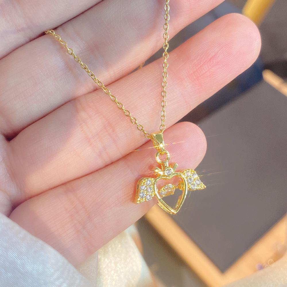 Light Luxury Full Diamond Inlaid Zircon Titanium Steel Clavicle Chain Fairy Versatile Delicate Necklace Gift for Girlfriend
