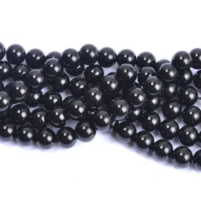 Schwarze Achatstein-Abstandshalter-Lose Perlen für DIY Halskette Armband Natur 4 6 8 10 12mm Großhandel Runde Schmuckherstellung
