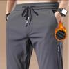 Men's Winter and Autumn Pants Fleece Thickened Non-ironing High Elastic Solid Color Business Straight Underpants