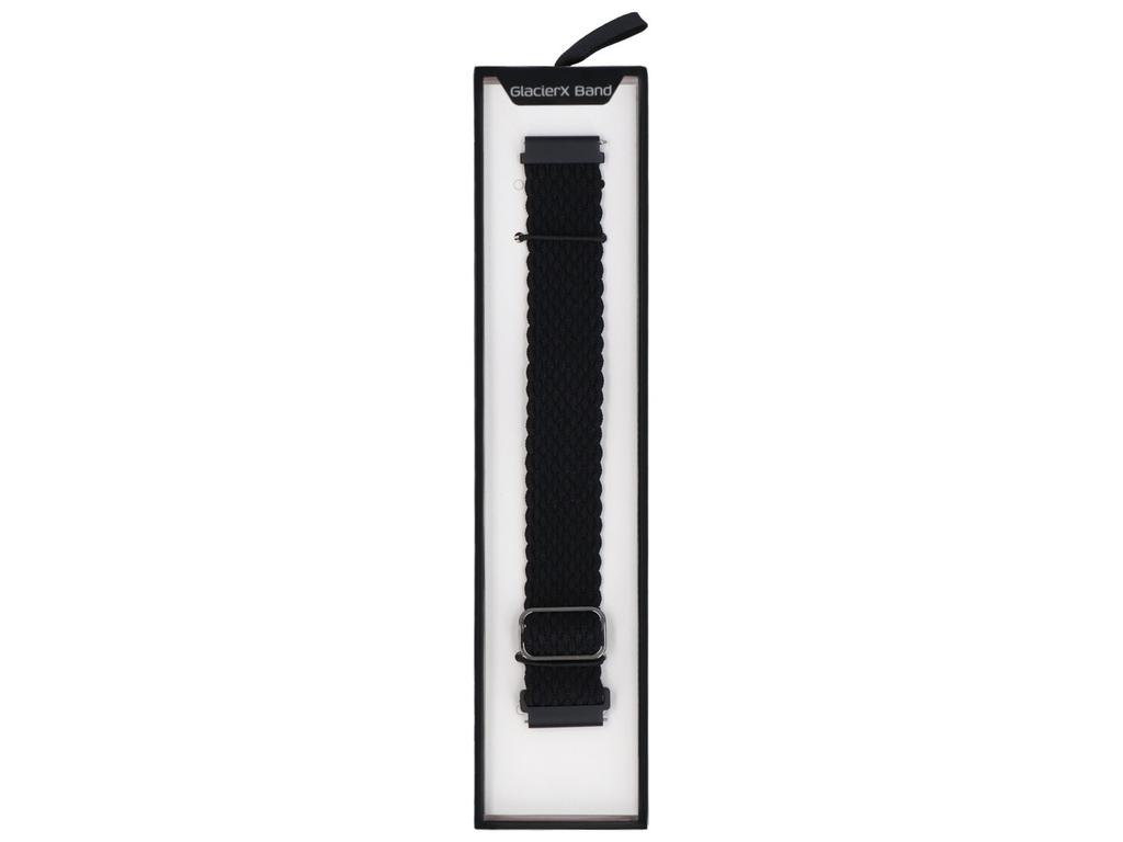 New GlacierX Slide Strap Nylon Black 22mm Braided Smartwatch Strap