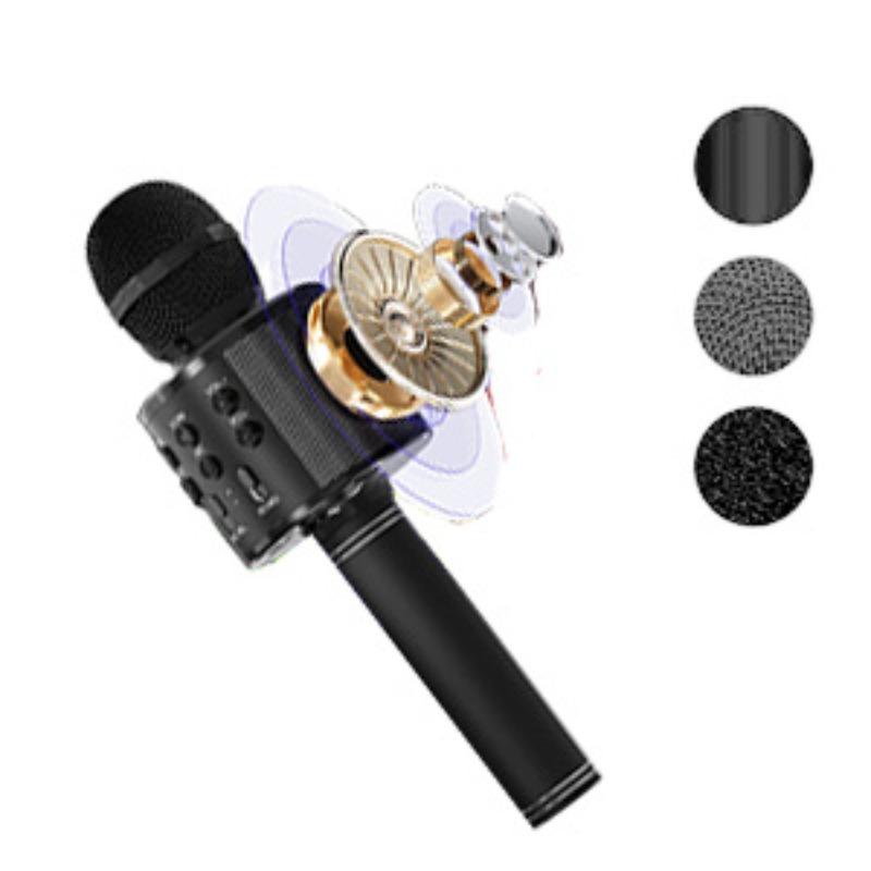 Bluetooth Wireless Karaoke Microphone All-in-One Portable Handheld Mic with Speaker Recorder Microfono Inalambrico WM SPK BLK