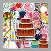 50 Sheets Creative Korean Style Wedding Cartoon Waterproof Stickers for DIY, Skateboards, and Luggage
