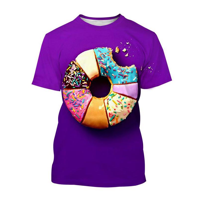 Cute Donuts 3D Print T-shirt Chocolate Donut Food Graphic T Shirt For Men Harajuku XXS