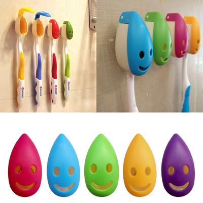 5 Pieces Toothbrush Cover Rack Holder Gripping Smile Face Suction Stand Mount Wall
