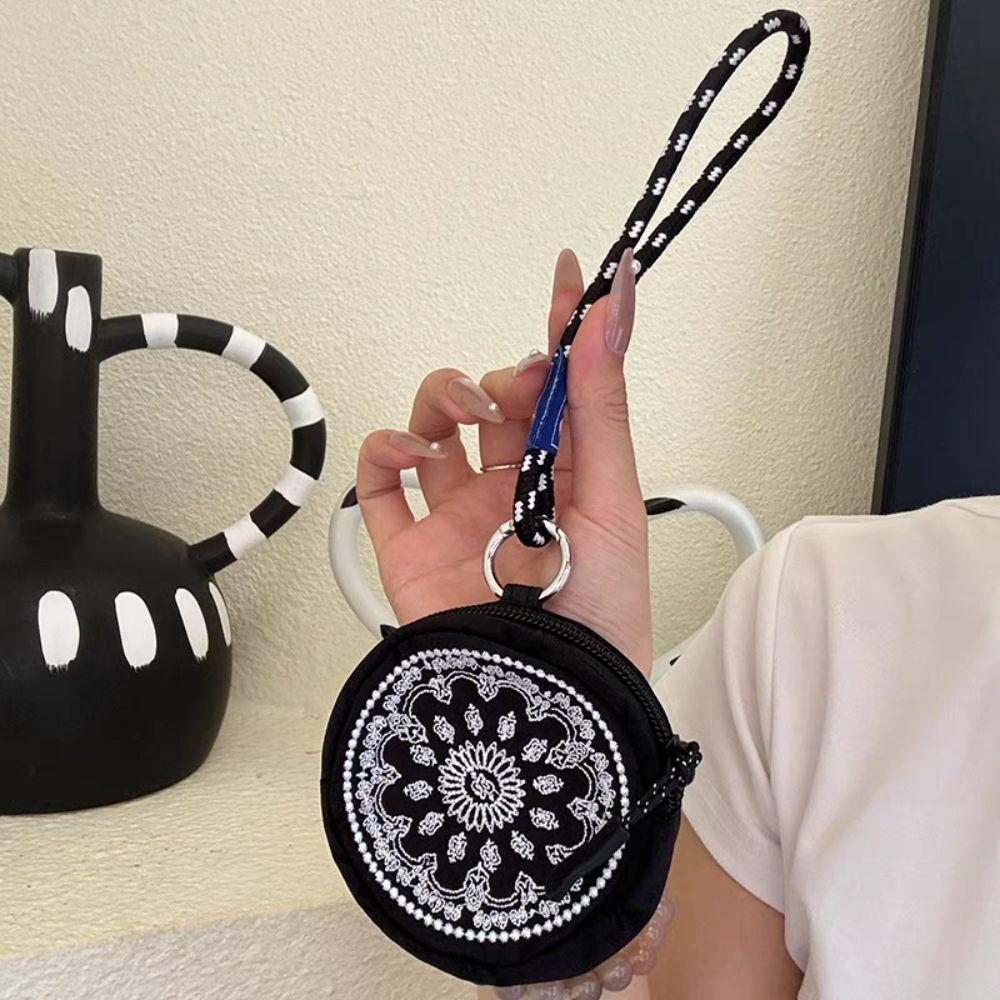 

Cute Mini Coin Purse Multifunctional Embroidery Earphone Bag Fashion Nylon Key Chain Wallet Women Style1