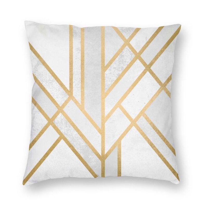 Abstract Gray Red Swirls Modern Pillow Cover Home Decorative Geometric Pattern Car Cushion Triangles Black White And Yellow