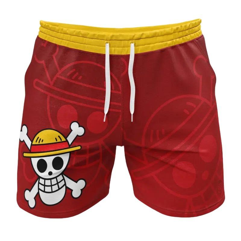 

Adult and Child Luffy One Piece Board Shorts Swim Trunks with Drawstring Pockets, Printed Gym Workout Quick Drying Shorts L