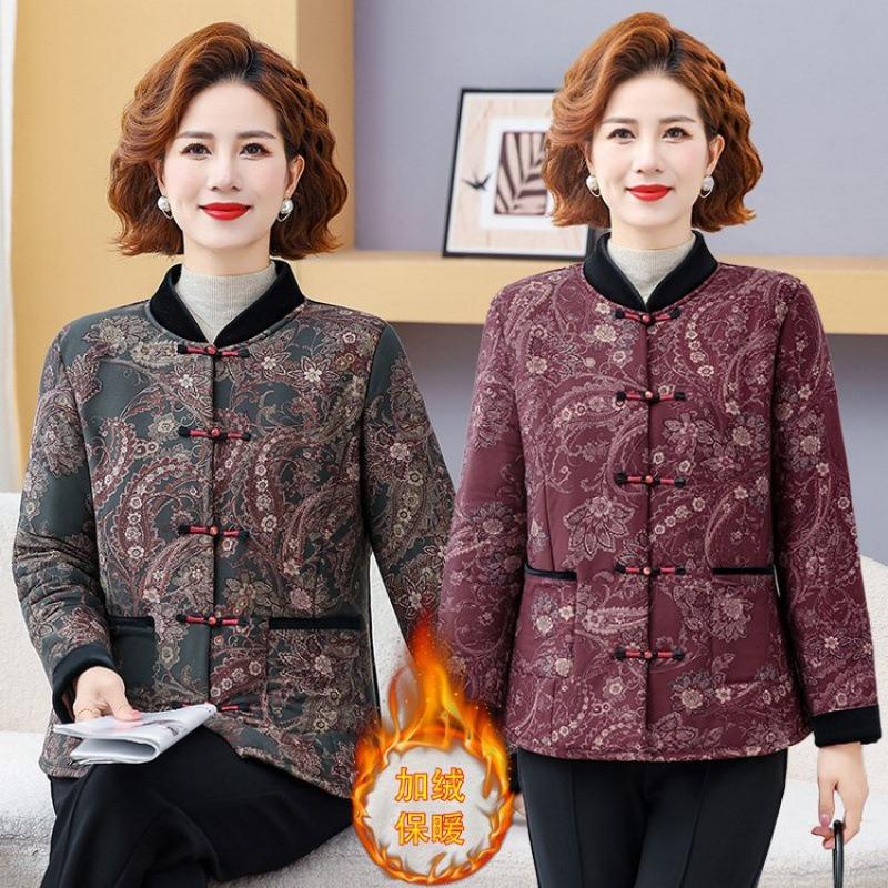 Winter camel wool cotton-padded jacket women's disc-buckled cotton-padded jacket piled and thickened short cotton-padded jacket