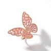 Hip Hop Pink Butterfly Ring Cubic Zirconia Gold Plating Baguette CZ Toe Finger Ring Women Rapper Bling Bling Jewelry