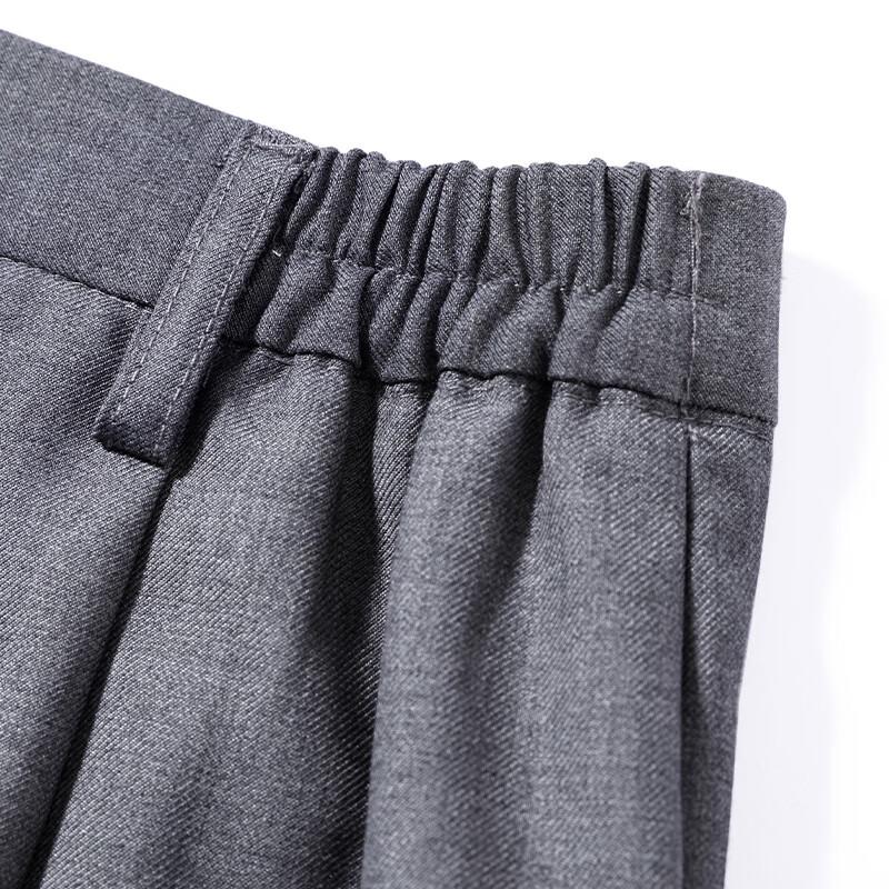 Unisex Light Gray Wrinkle-Resistant Straight-Leg Dress Pants
