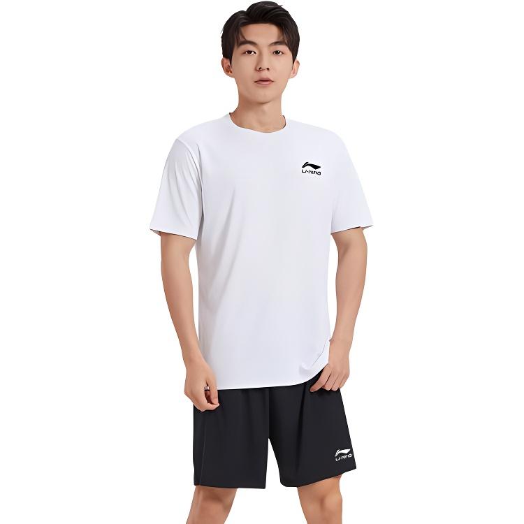 Li-Ning Skin-Friendly Comfortable Breathable Short Sleeve Sweat-Absorbing Versatile Shorts Fitness Set Men Sets LKYI763-1