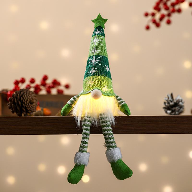 Christmas Faceless Gnome Ornament LED Light Plush Knitted Craft Tree Pendant Christmas Decoration Home Children's Gift