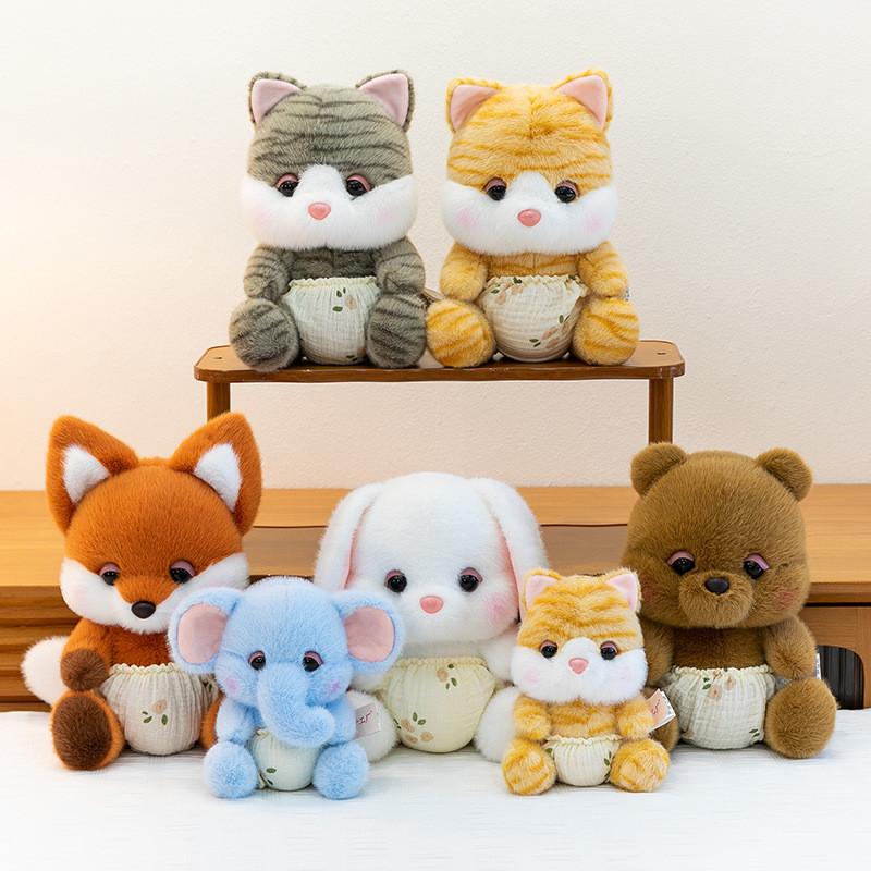 Animal Elephant Fox Cat Plush Toy With Pp Cotton Filling For Baby Boys And Girls Gift