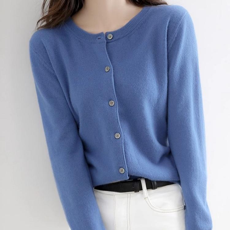 Pulover de primăvară cu gât rotund, larg, moale, subțire, jachetă cardigan tricotată, toamnă, versiune coreeană, mânecă lungă, pulovere uni, topuri, îmbrăcăminte exterioară